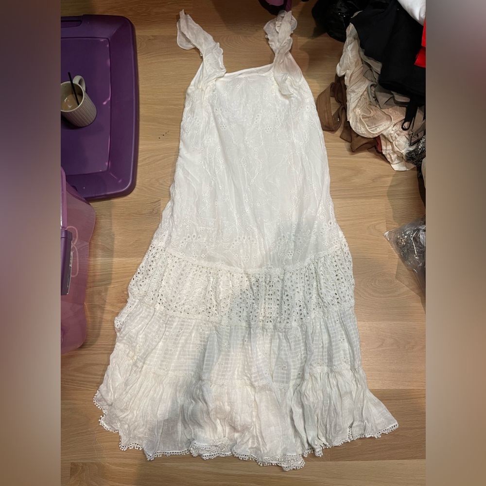 Anthropologie White Maxi Dress Payal Jain size 4